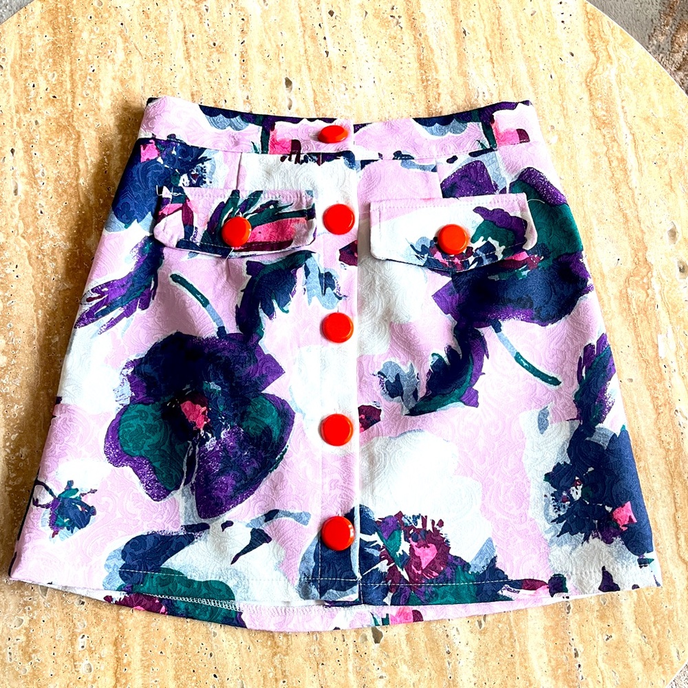 Molly Bracken Floral Skirt Orange Buttons